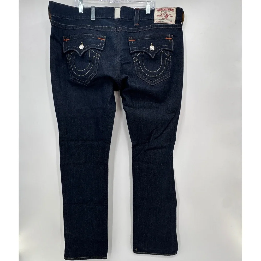 True Religion Jeans Men 28 Dark‎ Indigo Skinny Flap SN Body Rinse Denim